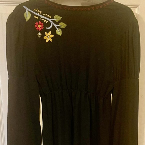 DOUBLE D RANCH Black Red Blue EMBROIDERED FLOWERS SEQUINS BEADS Knit DRESS XS! - Picture 2 of 9